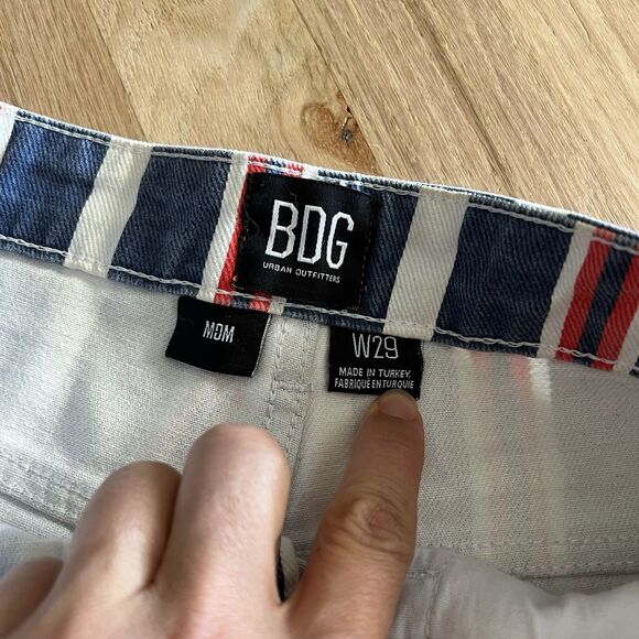 BDG Urban Outfitters Shorts Womens 29 Blue Denim Striped Mom Button Fly Cuffed - Picture 8 of 10